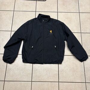 Black Water-Resistant Windbreaker with Ribbed Cuffs